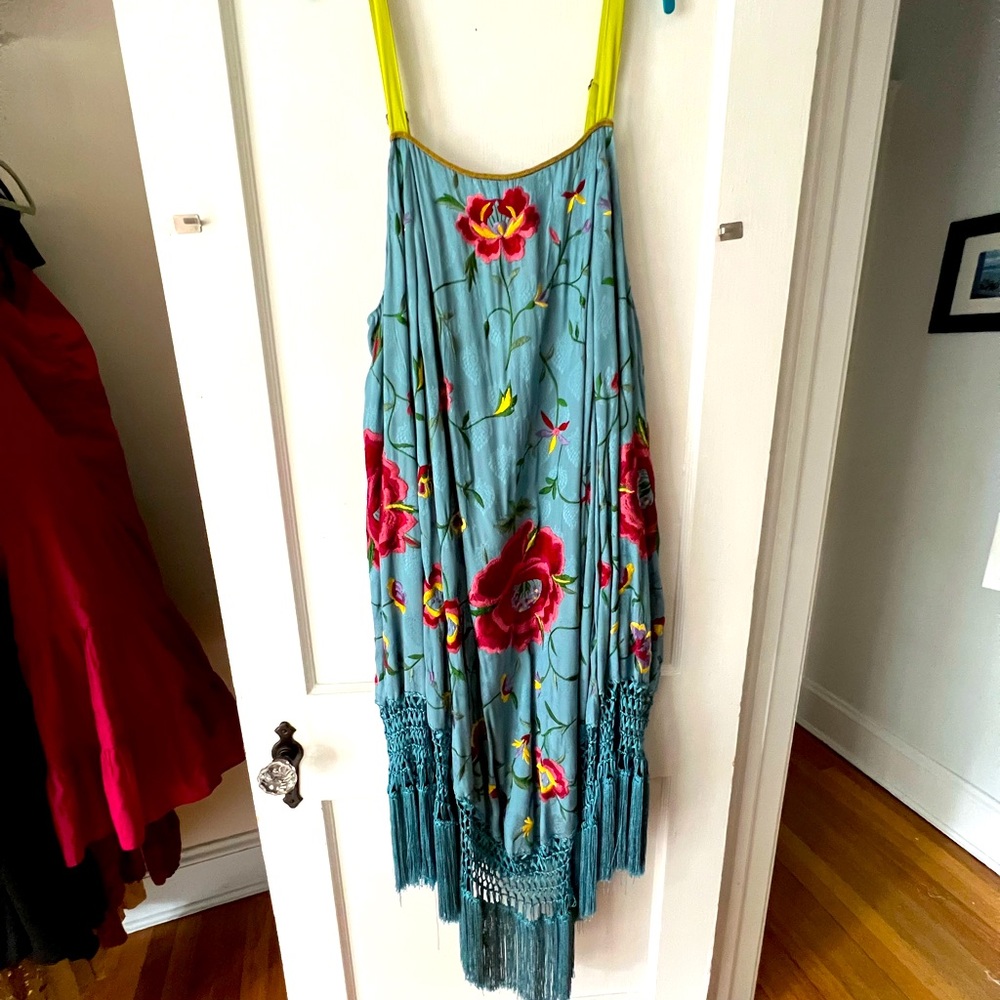 Embroidered Fringe Free People dress. Size XL